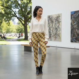 Diagonale streep bruin goud glanzend leggings