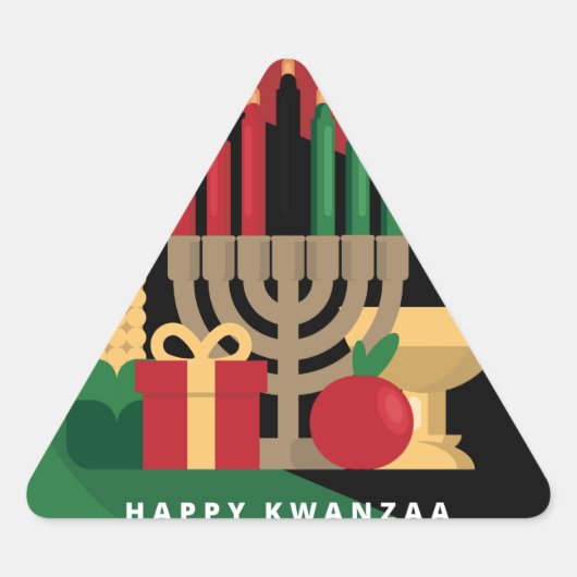 diagonale streep Happy Kwanzaa-driehoeksticker Sticker (Voorkant)