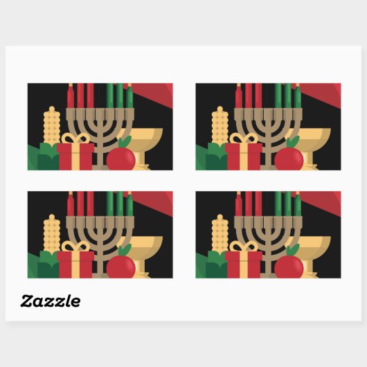 diagonale streep Happy Kwanzaa Rechthoekige Sticker (Vel)