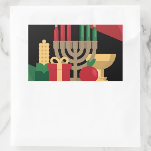 diagonale streep Happy Kwanzaa Rechthoekige Sticker (Tas)