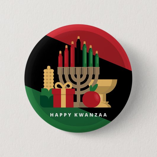 diagonale streep Happy Kwanzaa Ronde Button 5,7 Cm (Voorkant)