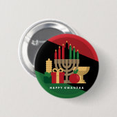 diagonale streep Happy Kwanzaa Ronde Button 5,7 Cm (Voorkant /achterkant)