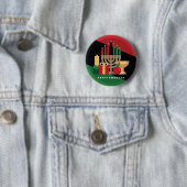 diagonale streep Happy Kwanzaa Ronde Button 5,7 Cm (In situ)