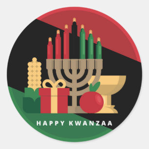 diagonale streep Happy Kwanzaa Ronde Sticker