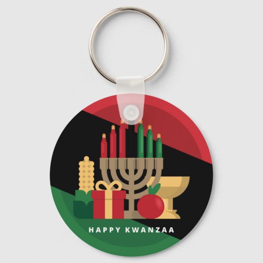 diagonale streep Happy Kwanzaa Sleutelhanger (Voorkant)