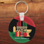 diagonale streep Happy Kwanzaa Sleutelhanger (Voorkant)