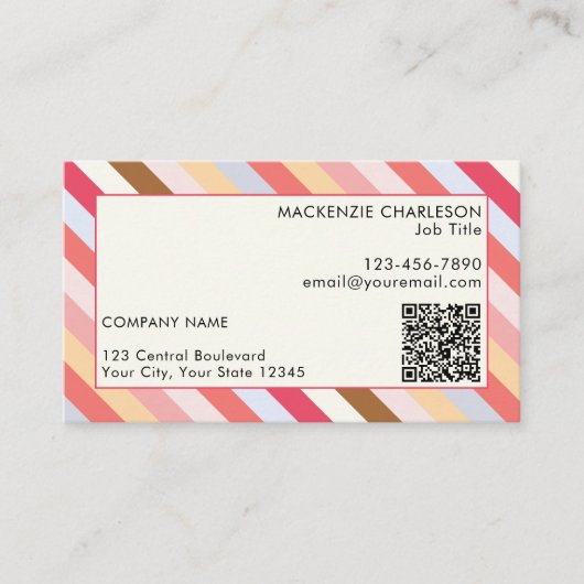 Diagonale Streep Moderne QR Code Visitekaartje (Voorkant)