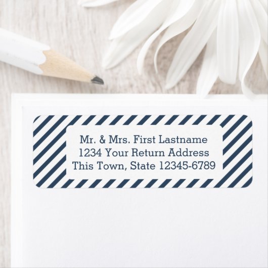 Diagonale streep Navy blauw Etiket (Insitu)