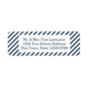 Diagonale streep Navy blauw Etiket