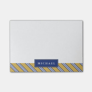 Diagonale strepen   Blauw en geel   Aangepaste naa Post-it® Notes
