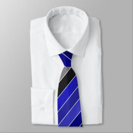 Diagonale strepen Blauw, Zwart en Wit Stropdas