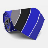 Diagonale strepen Blauw, Zwart en Wit Stropdas (Opgerold)
