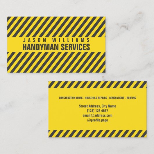 Diagonale strepen, constructiewijze visitekaartje (Voorkant / Achterkant)