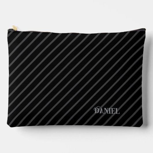 Diagonale strepen en aangepaste naam op zwart etui (Voorkant)