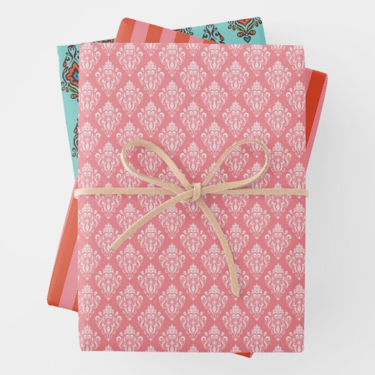 Diagonale strepen en Damaskwikpapier set Inpakpapier Vel (In situ)