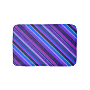 Diagonale strepen in blauw en paars badmat