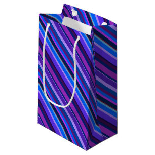 Diagonale strepen in blauw en paars klein cadeauzakje