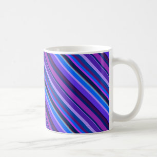 Diagonale strepen in blauw en paars koffiemok
