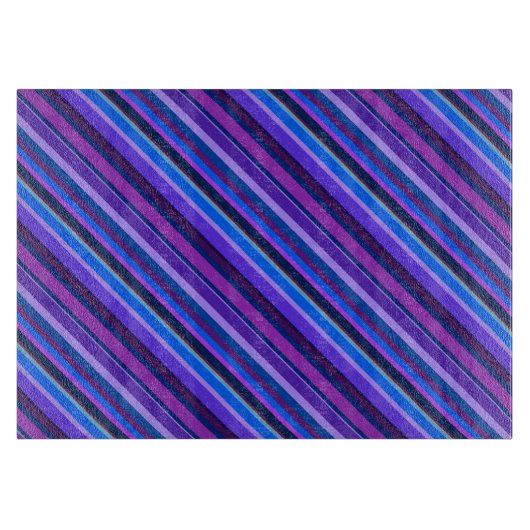 Diagonale strepen in blauw en paars snijplank (Voorkant)