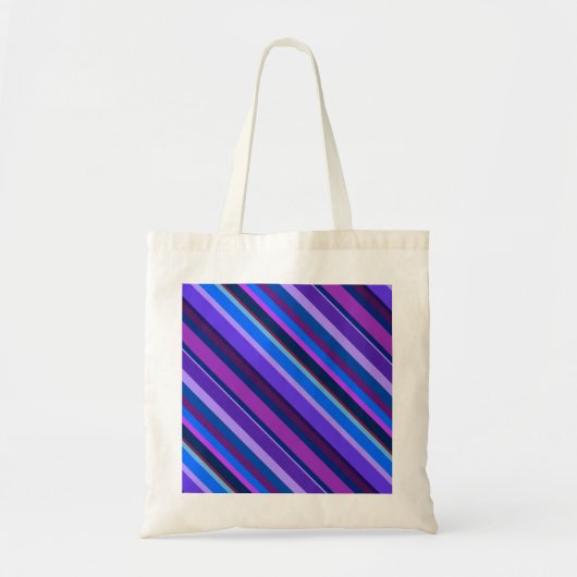 Diagonale strepen in blauw en paars tote bag (Voorkant)
