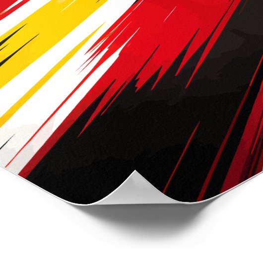 Diagonale strepen in geel, rood, zwart en wit poster (Hoek)