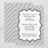 Diagonale strepen in grijze balk Mitzvah Kaart (Voorkant / Achterkant)