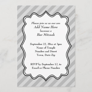 Diagonale strepen in grijze balk Mitzvah Kaart
