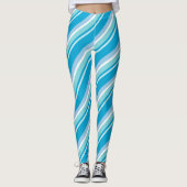Diagonale strepen licht blauw leggings (Voorkant)