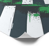 Diagonale strepen met groene verfspatten poster (Hoek)