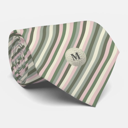 Diagonale Strepen Monogram Golfbal Stropdas (Opgerold)
