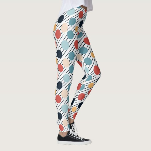 Diagonale strepen Polka Dots Sketch Leggings (Rechts)