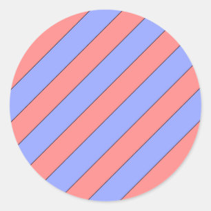 diagonale strepen roze en paars ronde sticker