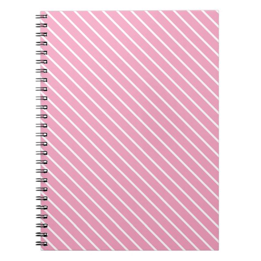 Diagonale strepen - schelp roze en wit notitieboek (Voorkant)