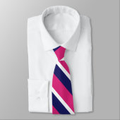 Diagonale strepen van Navy Blue en Hot Pink Stropdas (Gebonden)