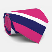 Diagonale strepen van Navy Blue en Hot Pink Stropdas (Opgerold)