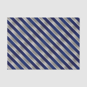 Diagonale strepen van Navy Blue, Silver en White Tissuepapier