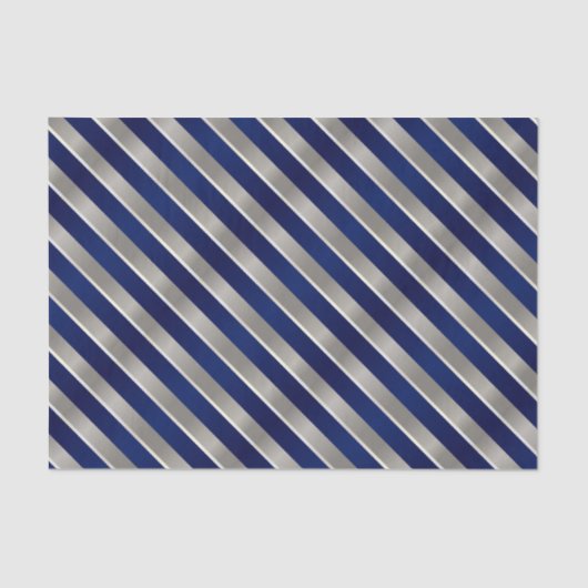 Diagonale strepen van Navy Blue, Silver en White Tissuepapier (Voorkant)
