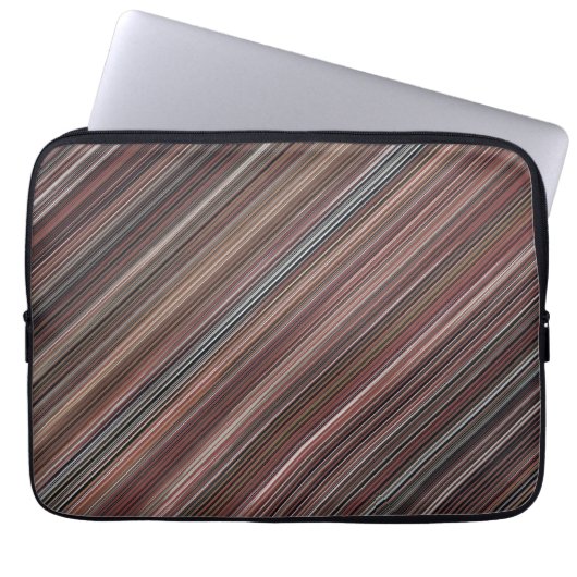Diagonale strepen voor zwart, bruin en wit laptop sleeve (Voorkant)