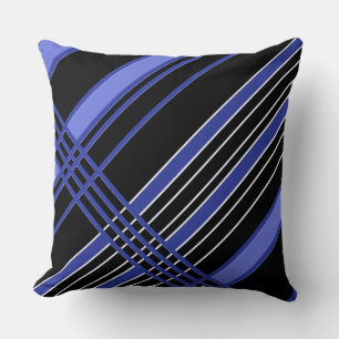Diagonale strepen voor zwart en blauw kussen