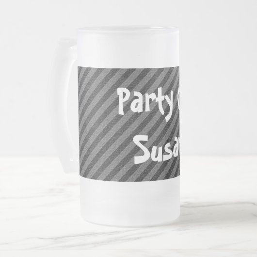 Diagonale strepen voor zwart en grijs matglas bierpul (Voorkant links)