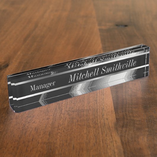 Diagonale strepen voor zwart en zilver naambordje (Zijkant)