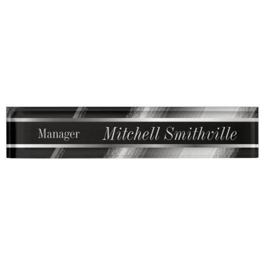 Diagonale strepen voor zwart en zilver naambordje (Voorkant)
