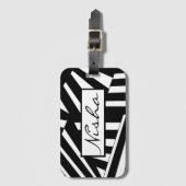 Diagonale strepen voor zwart-wit bagagelabel (Voorkant (verticaal))