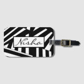 Diagonale strepen voor zwart-wit bagagelabel (Voorkant (horizontaal))