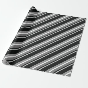 Diagonale strepen zwart cadeaupapier