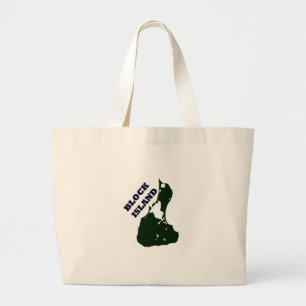 Diagonale tekst van Block Island Grote Tote Bag