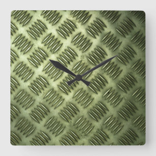 Diagonale textuur van metalen vloerbedekking vierkante klok