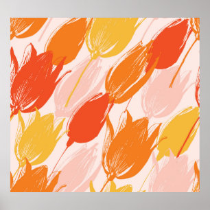 Diagonale Tulpen: Licht kleurontwerp. Poster
