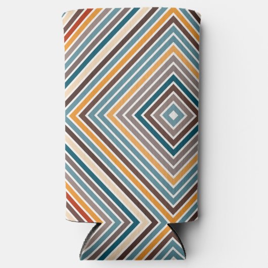 Diagonale veelkleurige strepen seltzer blikjeskoeler (Voorkant)