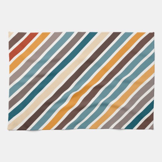 Diagonale veelkleurige strepen theedoek (Horizontaal)